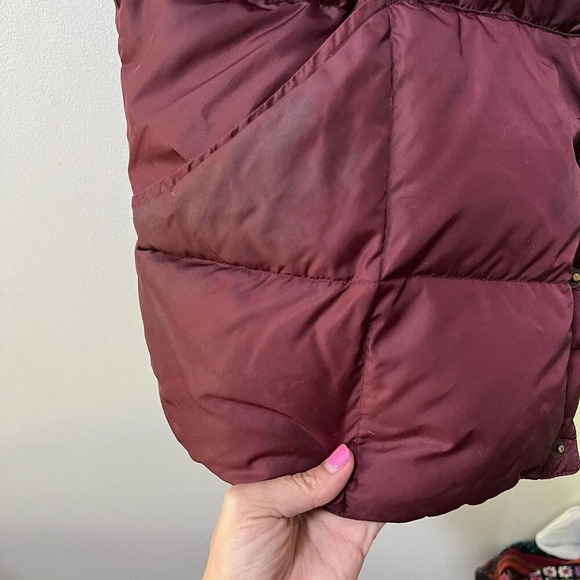 Lands End Burgundy Red Puffer Vest Mens Sz Large Goosedown Insulated Winter - Picture 5 of 11